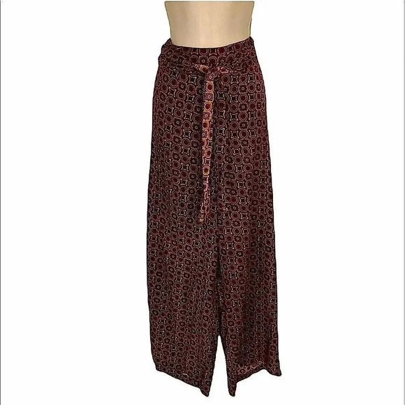 PASSPORT vintage boho brown wide leg trousers S/M - Picture 2 of 13